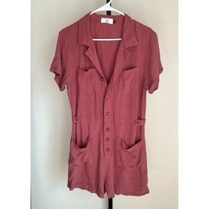 Homebody Pink Rayon Linen Romper Medium